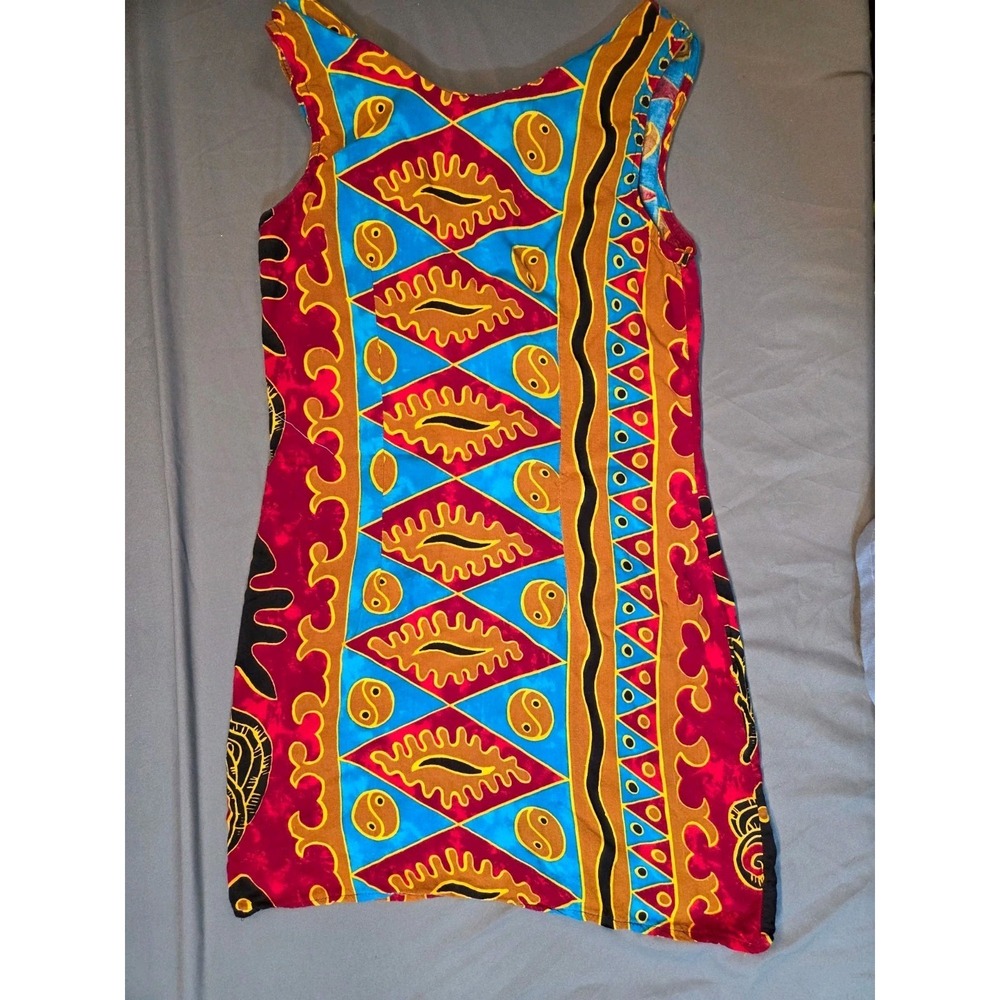 524 Beach Crews African Print Maxi Dress Women's M 100% Rayon Jamaica